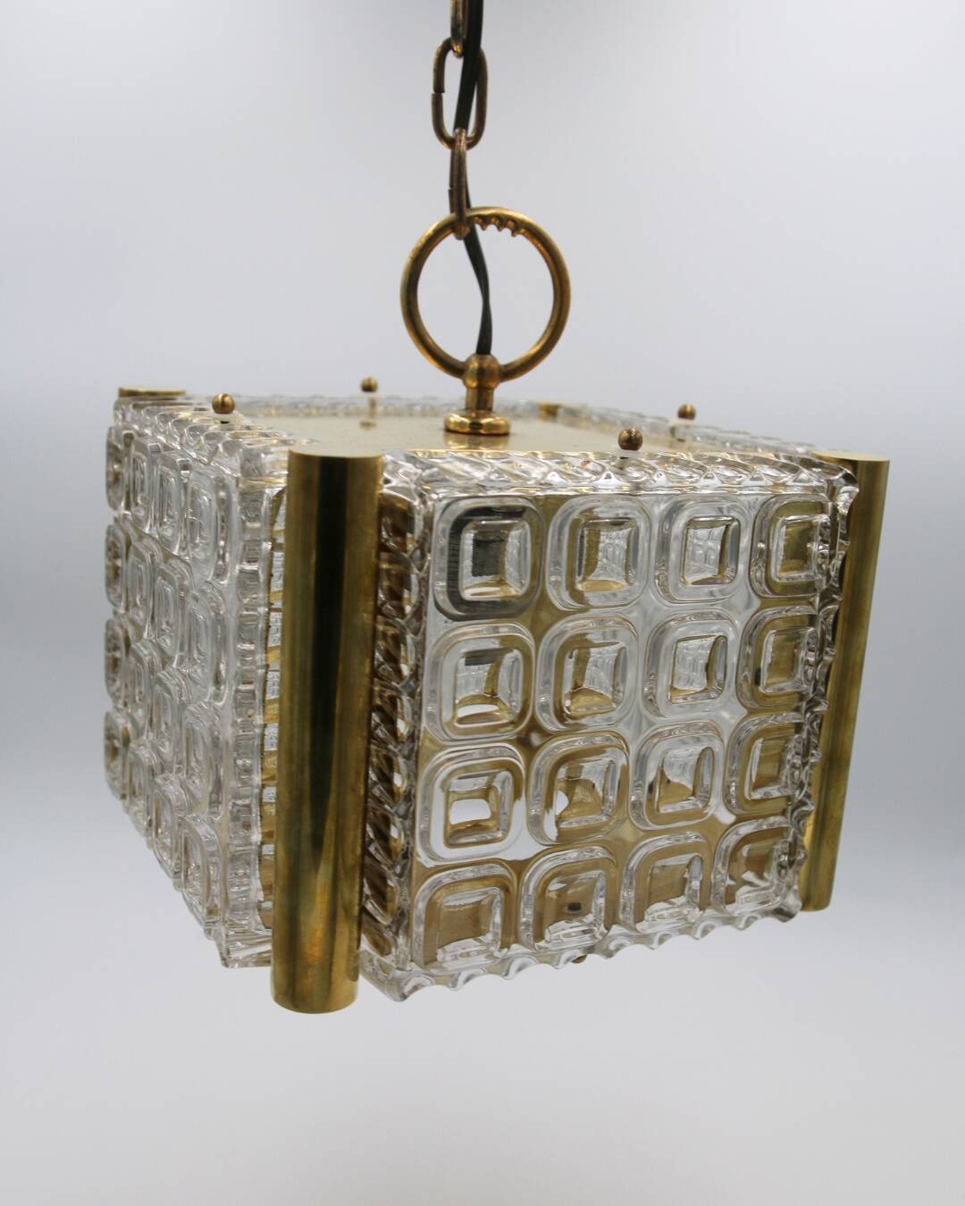 Vintage brass glass chandelier