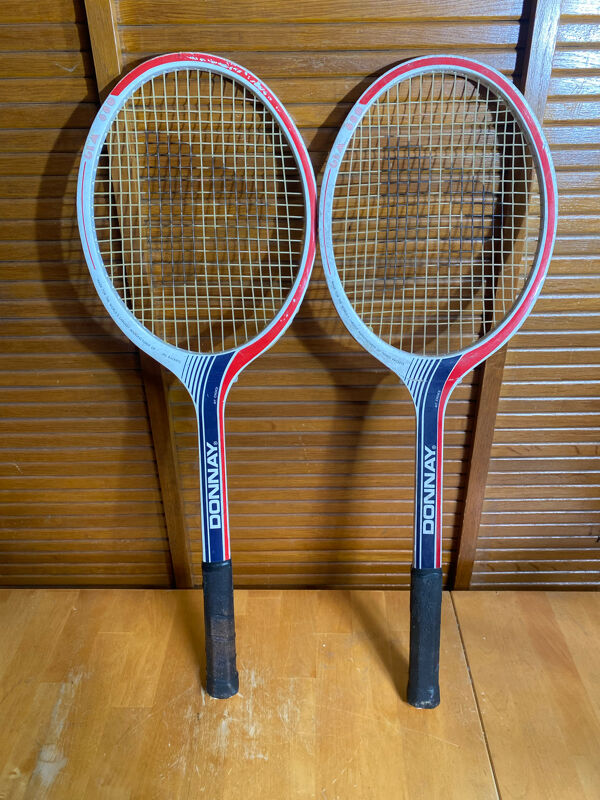 Paire Raquette Tennis Ancienne DONNAY GLM 680 Bois + Housse MARCO Vint