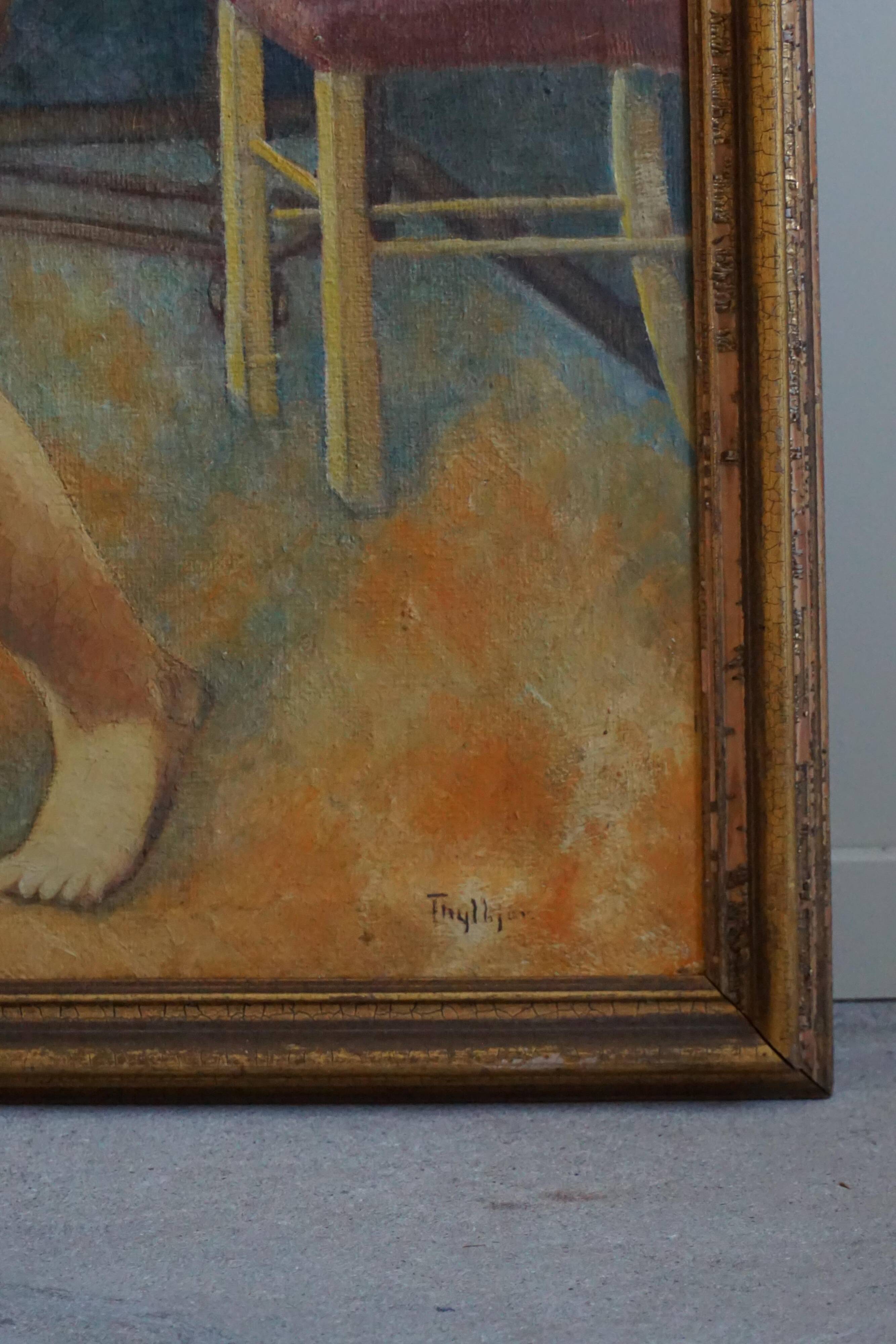 Large oil painting on canvas, unknown Danish artist, late 1800s.