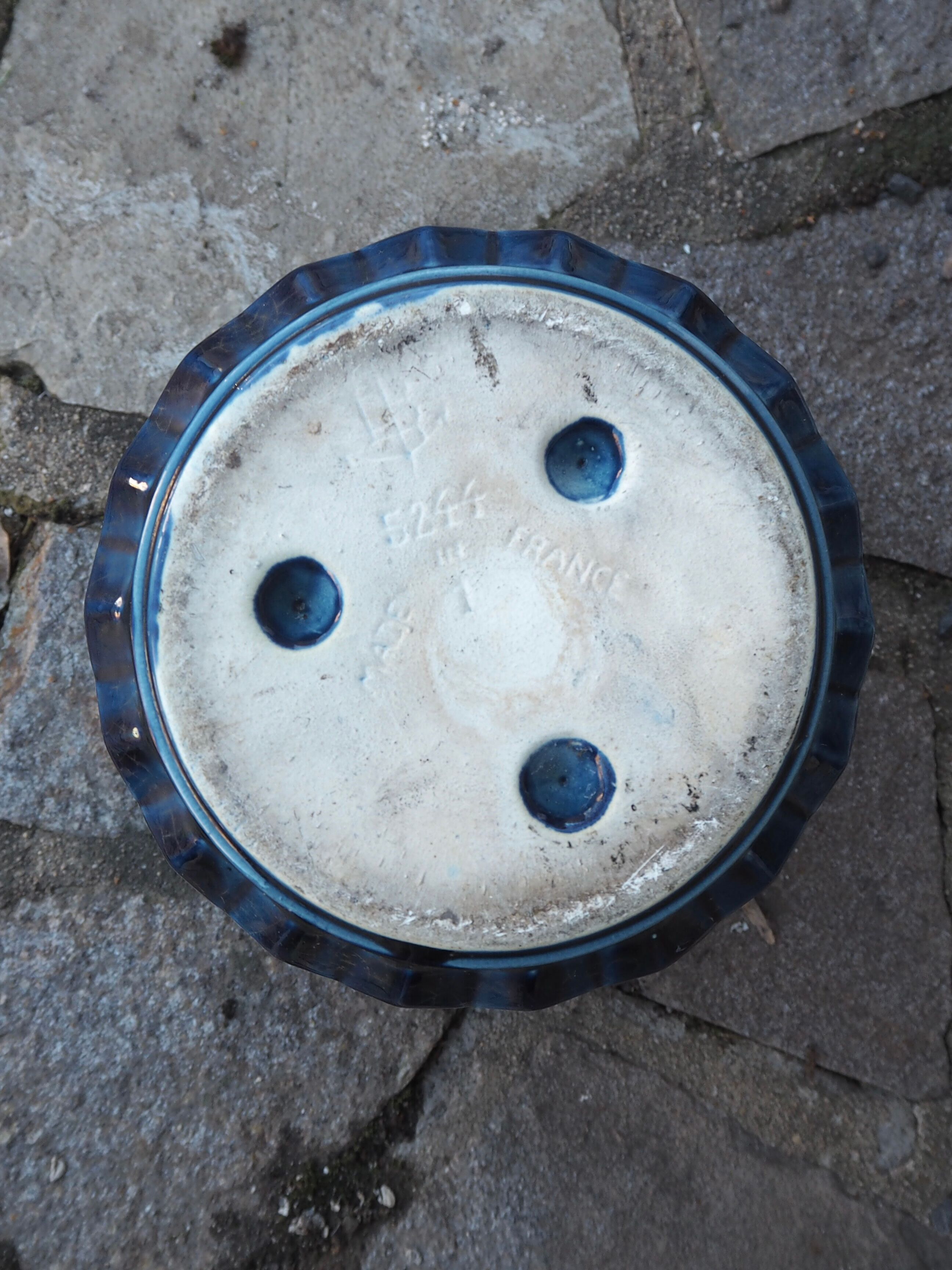Blue ceramic pot cover