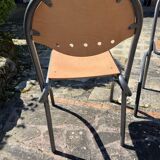 Set of 3 vintage metal and wood chairs – Industrial design