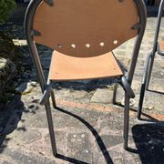 Set of 3 vintage metal and wood chairs – Industrial design