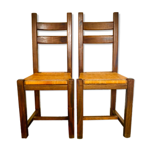 Deux chaises brutalistes - rotin
