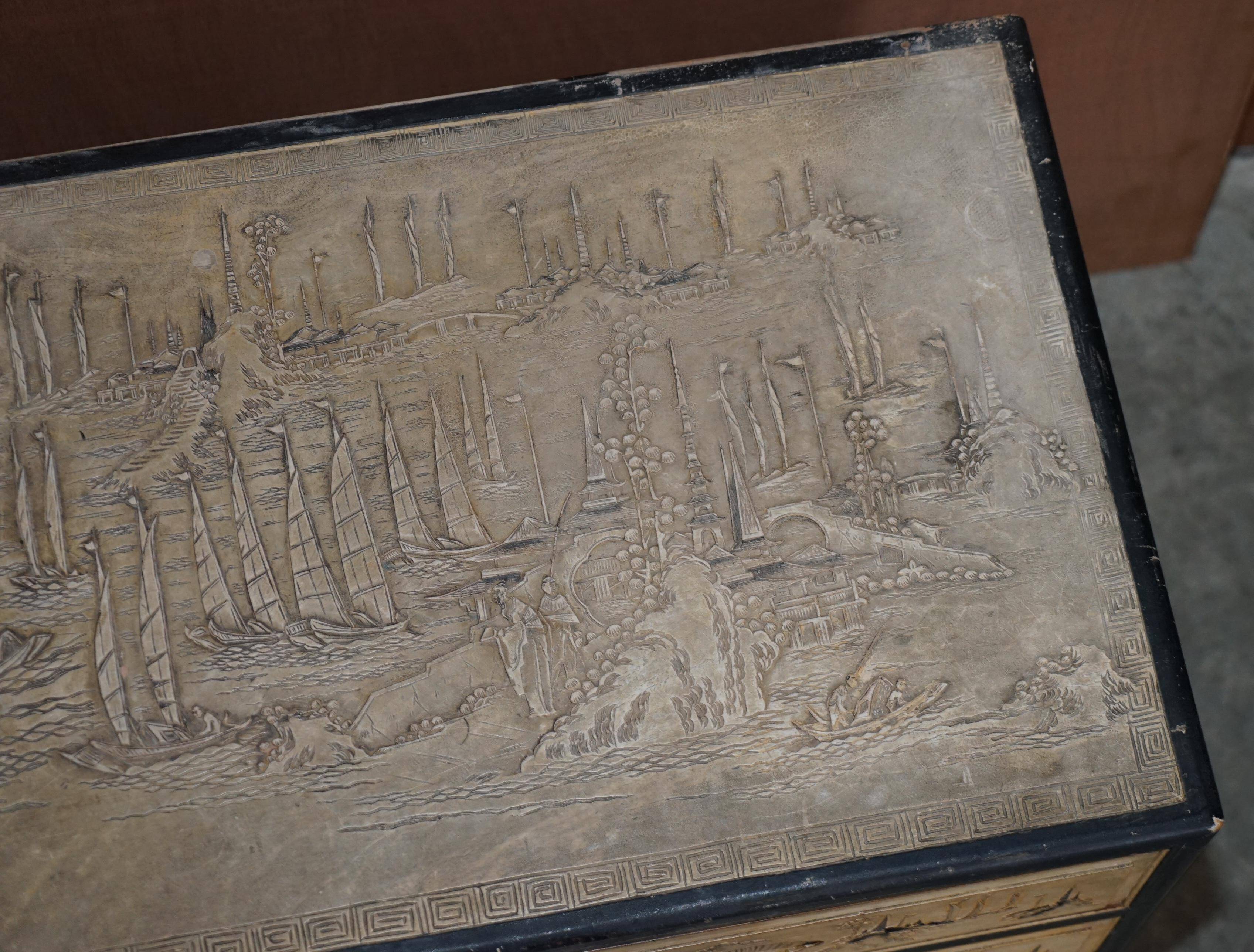 Chinese commode carved from camphor wood