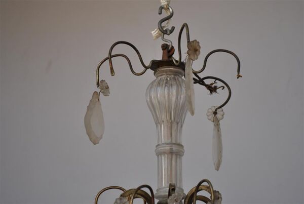 Lustre à pampille de style Louis XV bronze doré 6 feux