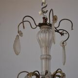 Lustre à pampille de style Louis XV bronze doré 6 feux