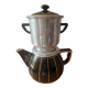 Cafetière vintage porcelaine à feu filtre alu Faience années 60 théière