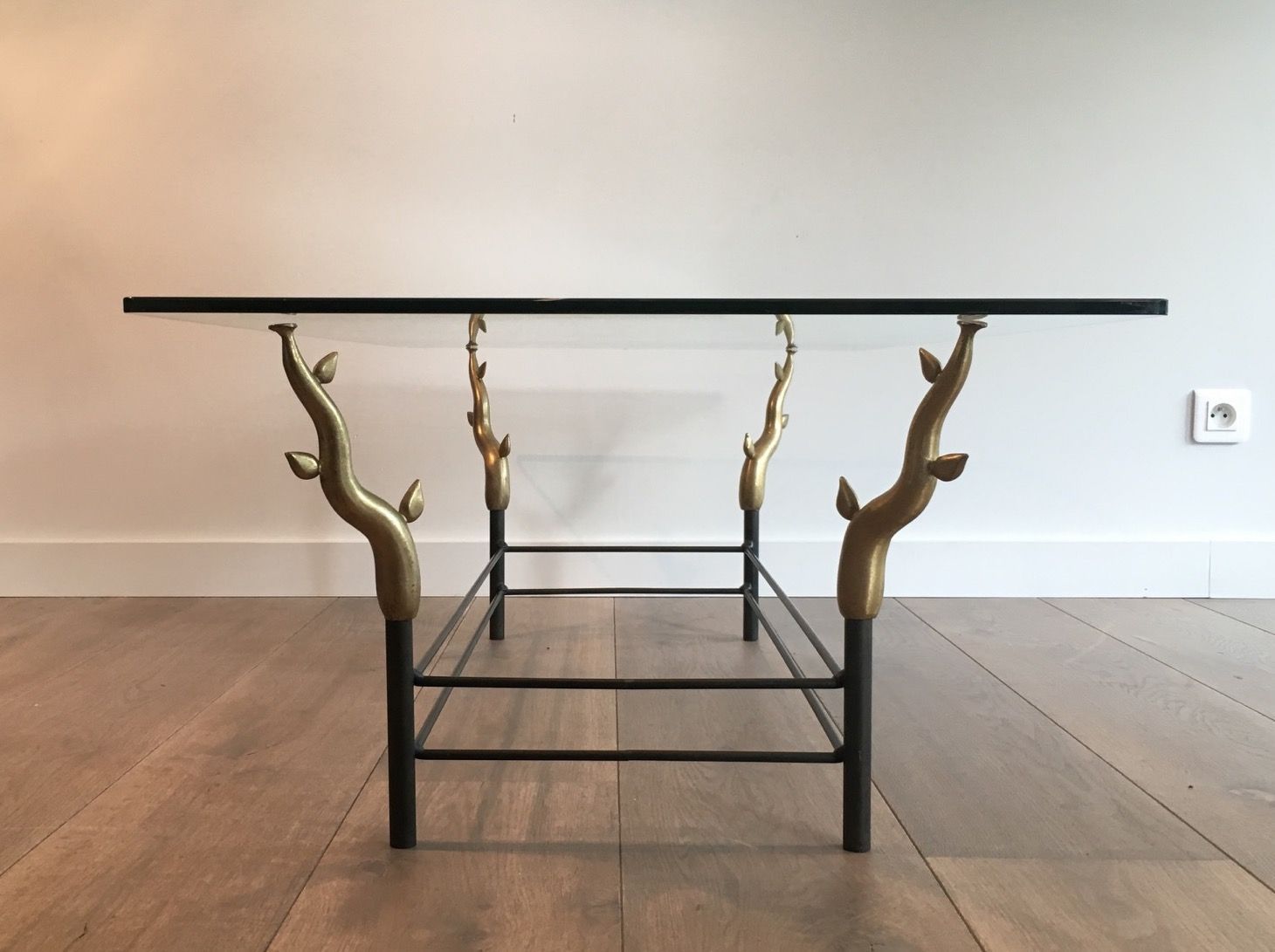 Table basse en fer forgé dans le goût de Willy Daro