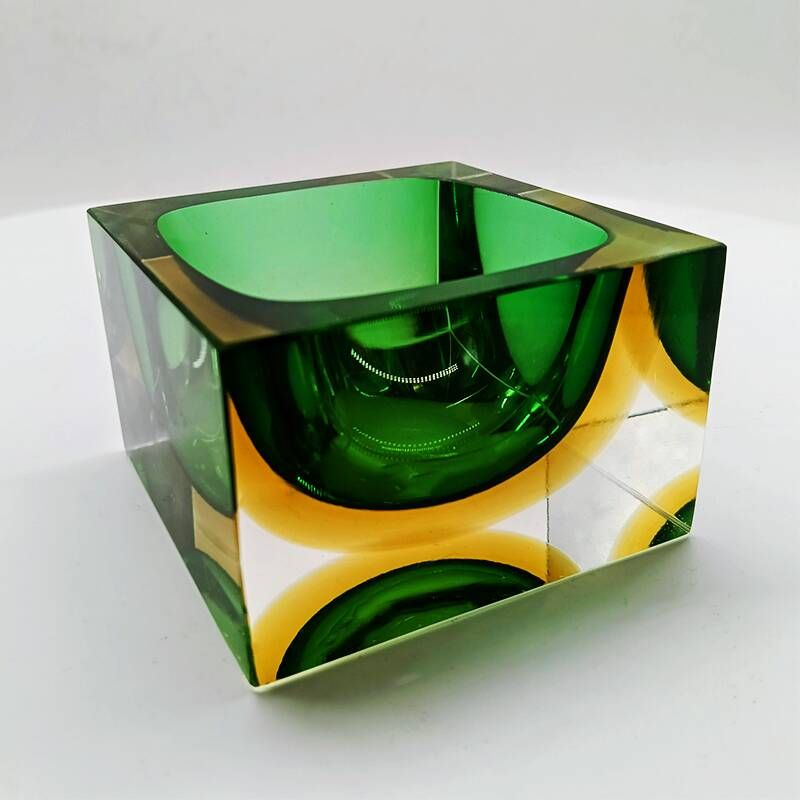 1960s Square Ashtray in Murano Glass by Flavio Poli for Seguso.