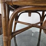 Set with table and four chairs in wicker and bamboo by Vivai Del Sud, 1970