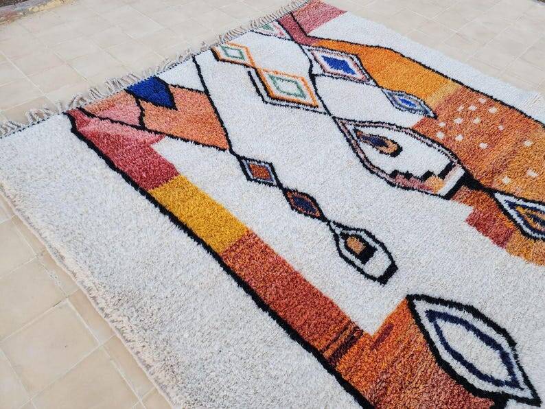 Handwoven terracotta wool rug 150/250cm