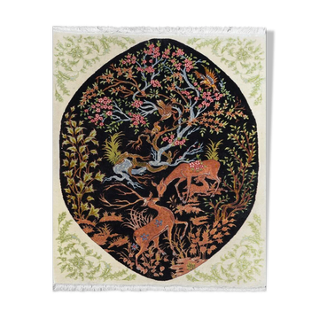 Oriental carpet TABRIZ Iran Wool and Silk: 95 x 75 cm - "Galerie Sardje"