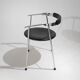 4 chaises en métal chromé et cuir noir, années 1980