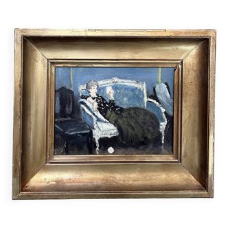 Tableau early 20th century "The Letter" signed JJB