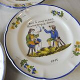 Lot of old plates, Decoration Rouen / peasant, St Clement PD