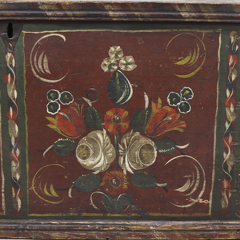 Folk art painted wedding chest
