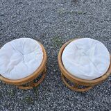Pair of rattan poufs
