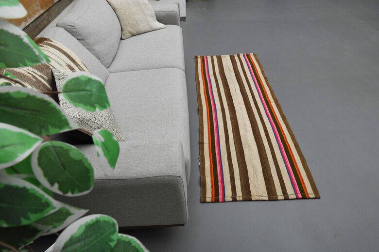 Vintage striped kilim hallway rug 60 x 182 cm