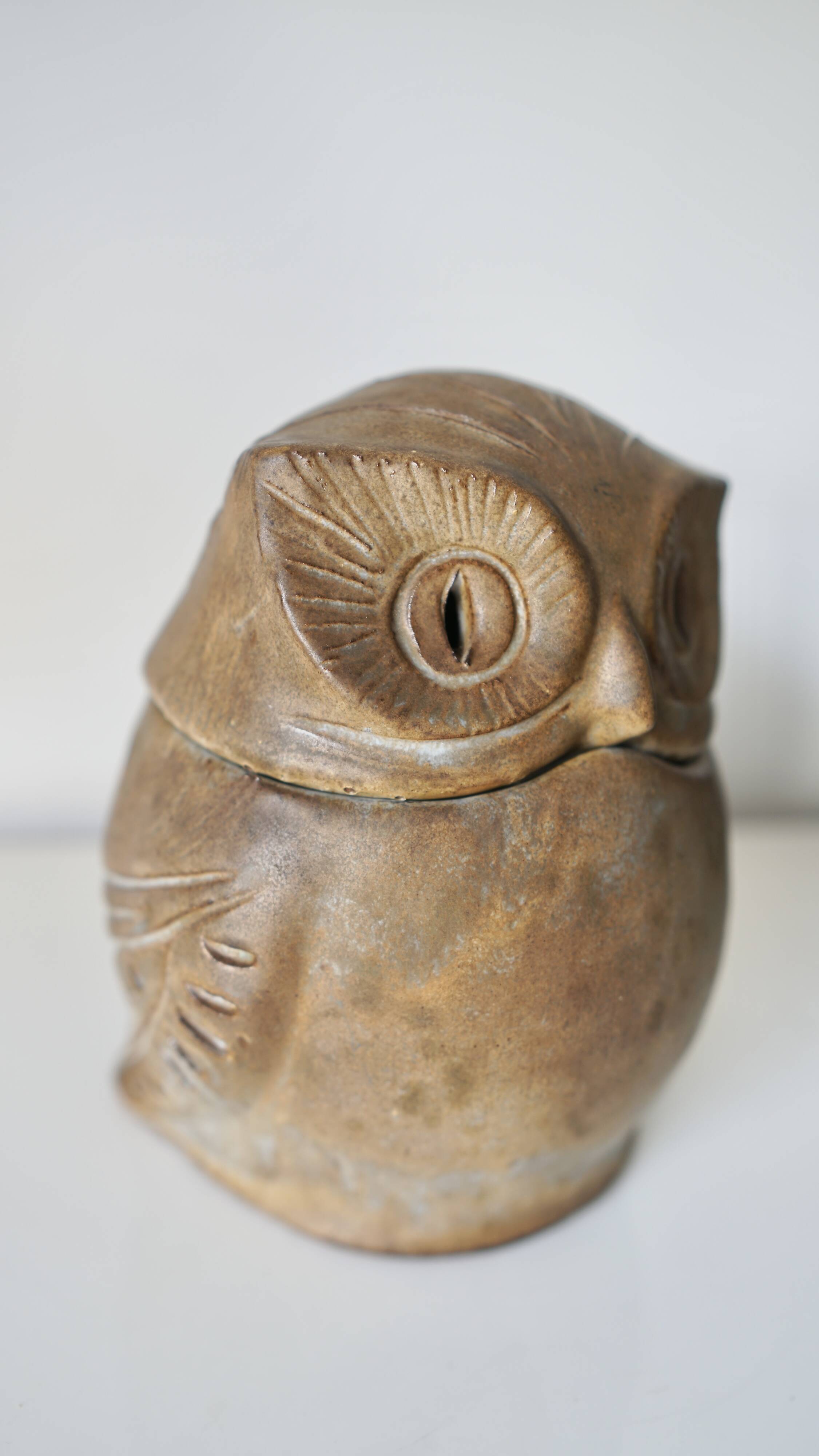 Ceramic owl sculpture - signed Agnès Escala - France, 1960s