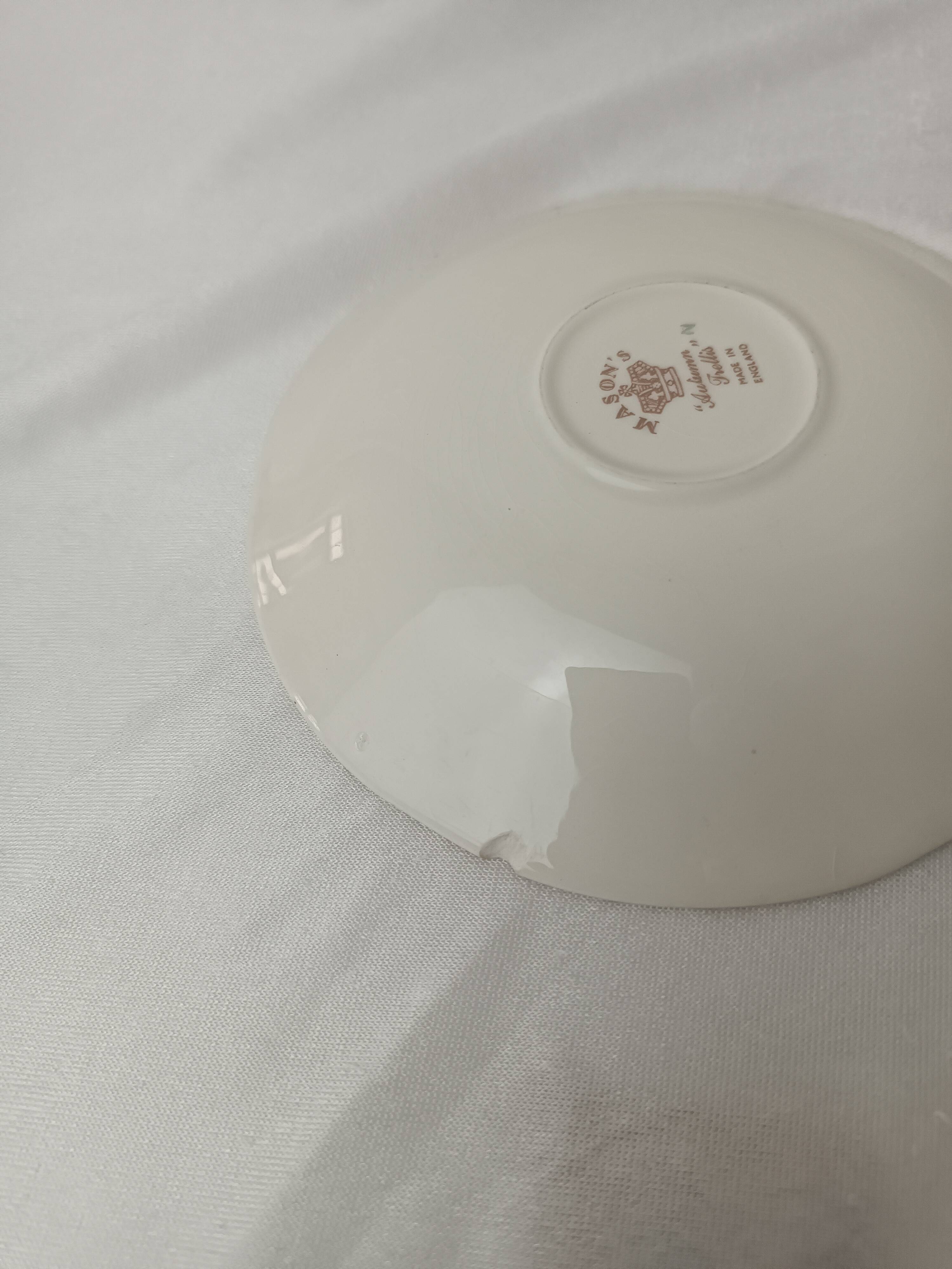 4 Mason's Autumn Trellis Porcelain Teacups & Saucers