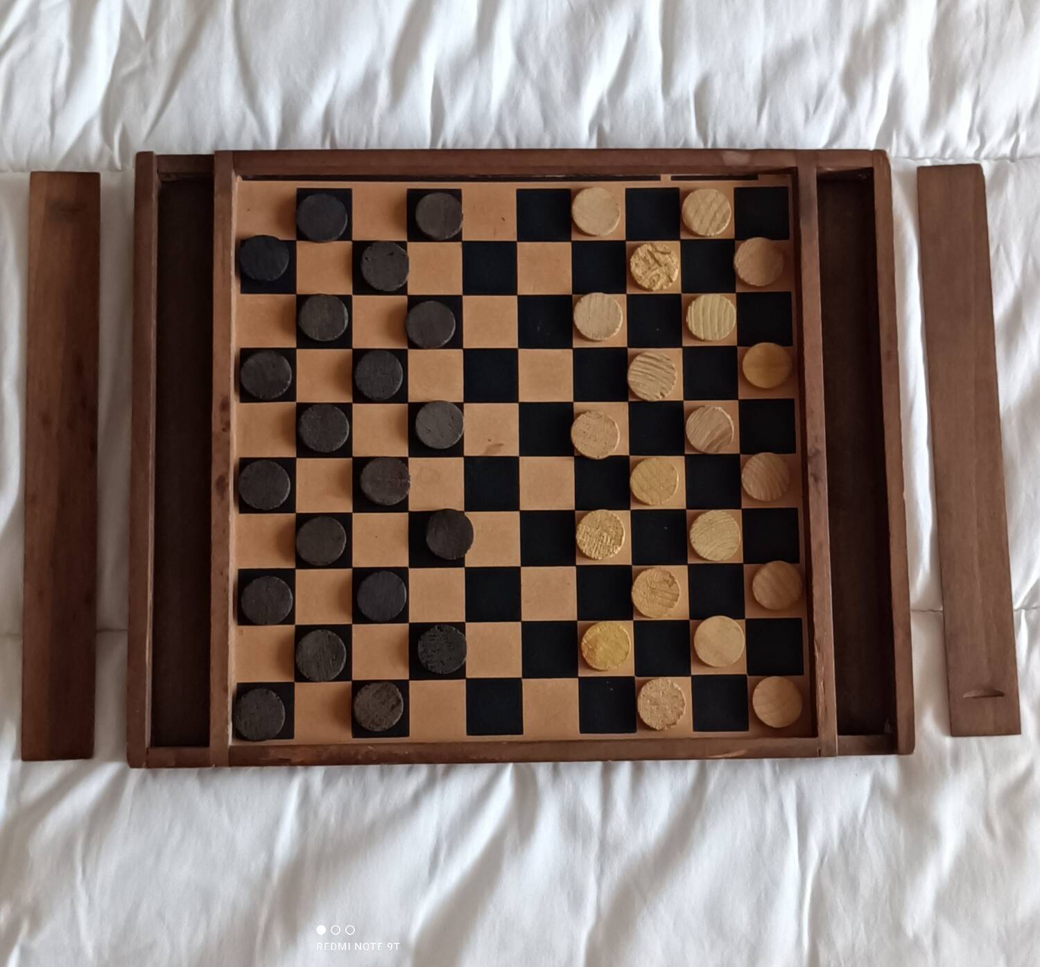 Wooden game of checkers and goose
