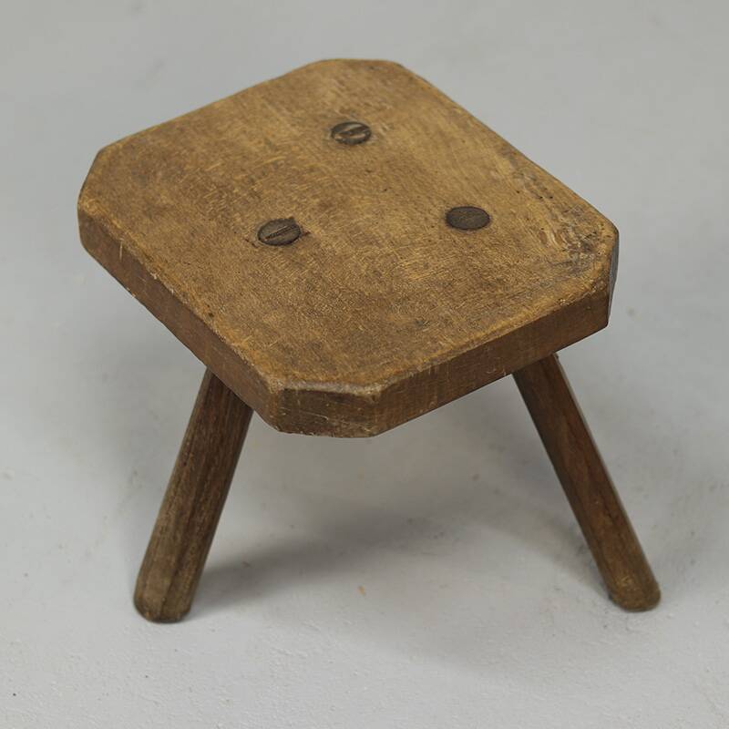 Antique Wabi Sabi Primitive oak stool