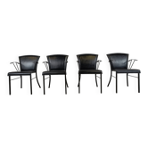 Chaises de salle à manger en cuir noir vintage par Arrben, années 1980.