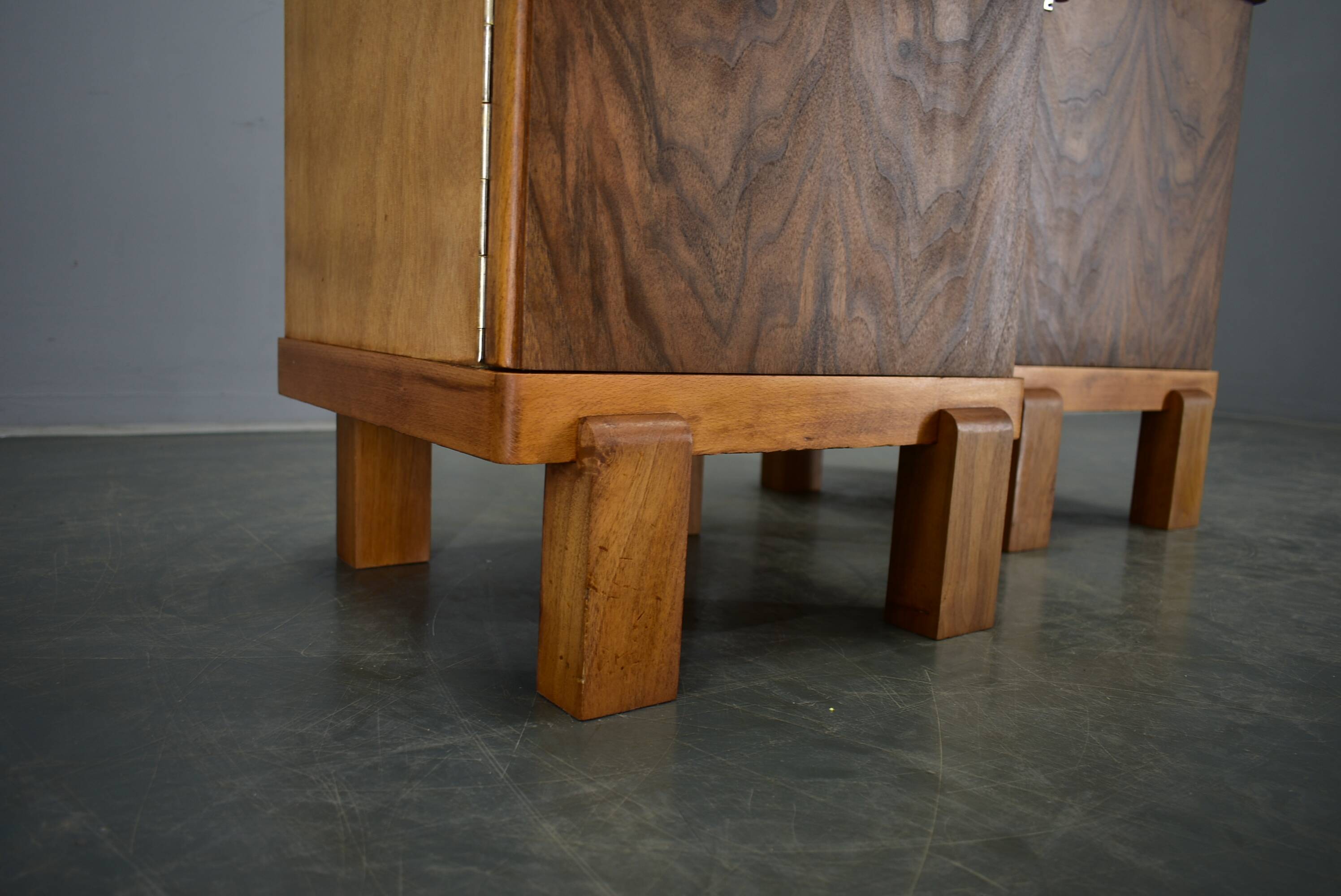 1935s pair of rare Art Deco bedside tables, Czechoslovakia