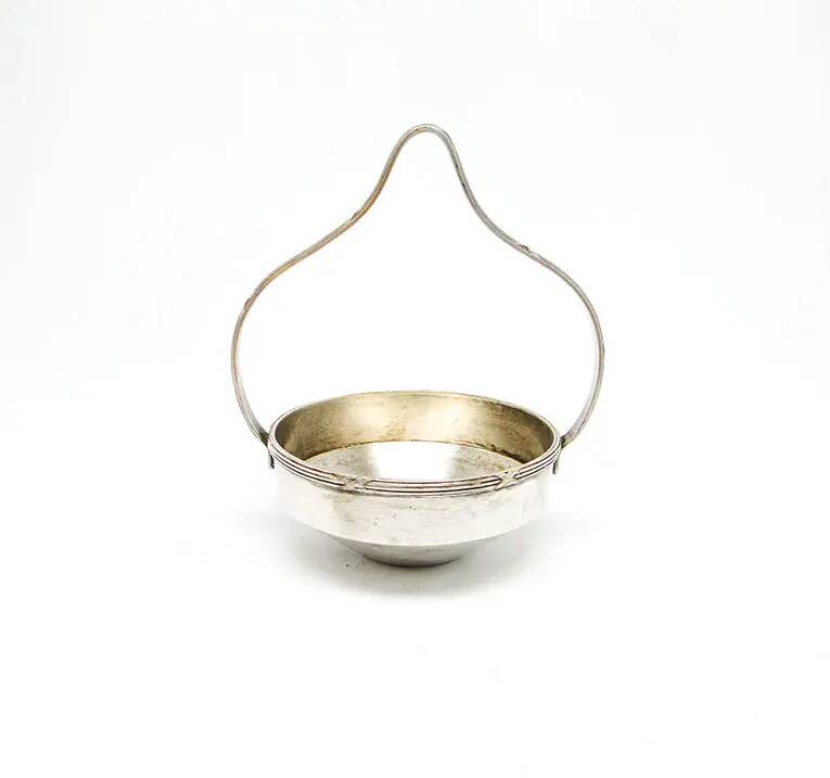 Sugar bowl, eclecticism, silver-plated brass, Bracia Henneberg, Poland, 1920s