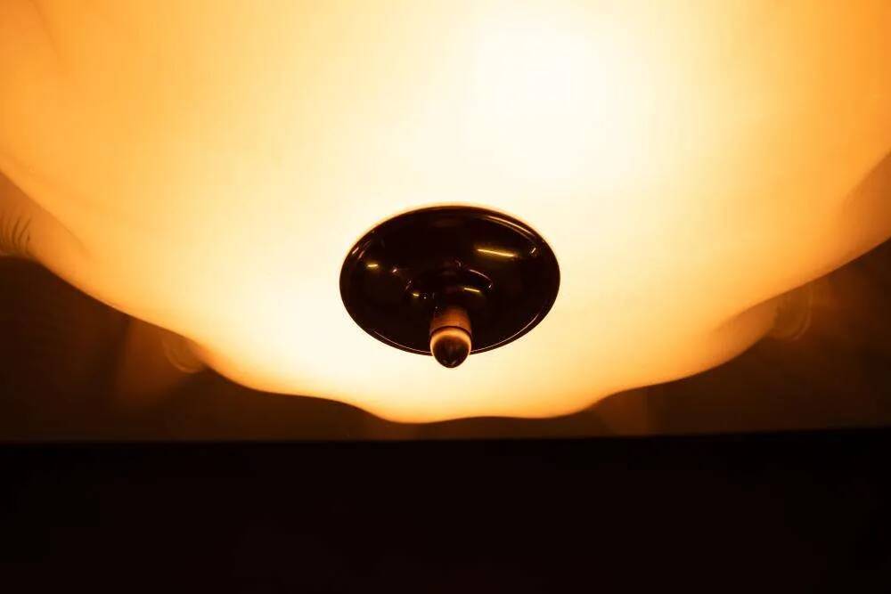Vintage 1970s glass space ceiling lamp.