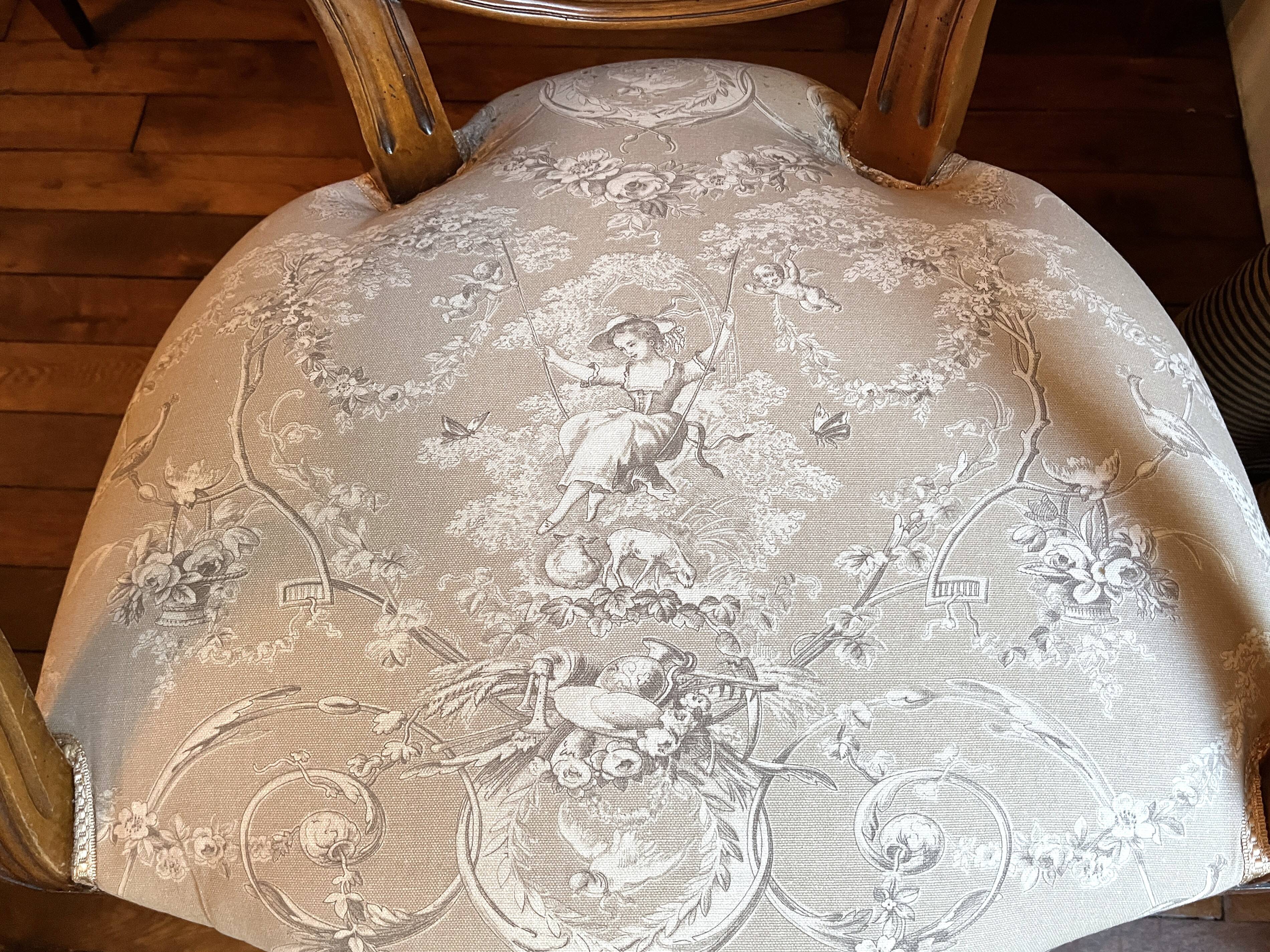 Louis XVI style medallion armchair with caning, 20th century.