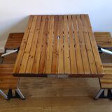 Folding wood picnic table