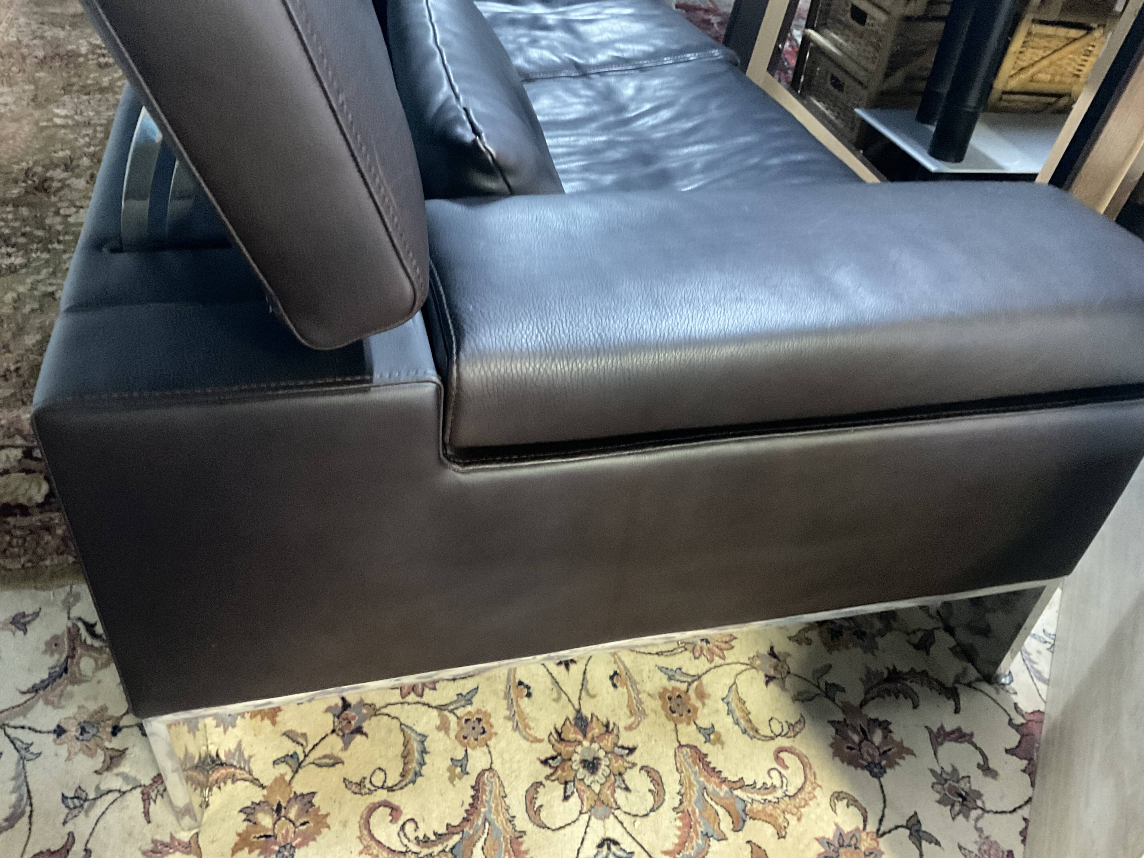 Jori designer sofa in brown leather 3 seats
