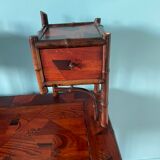 Old secretary in marquetry and bamboo