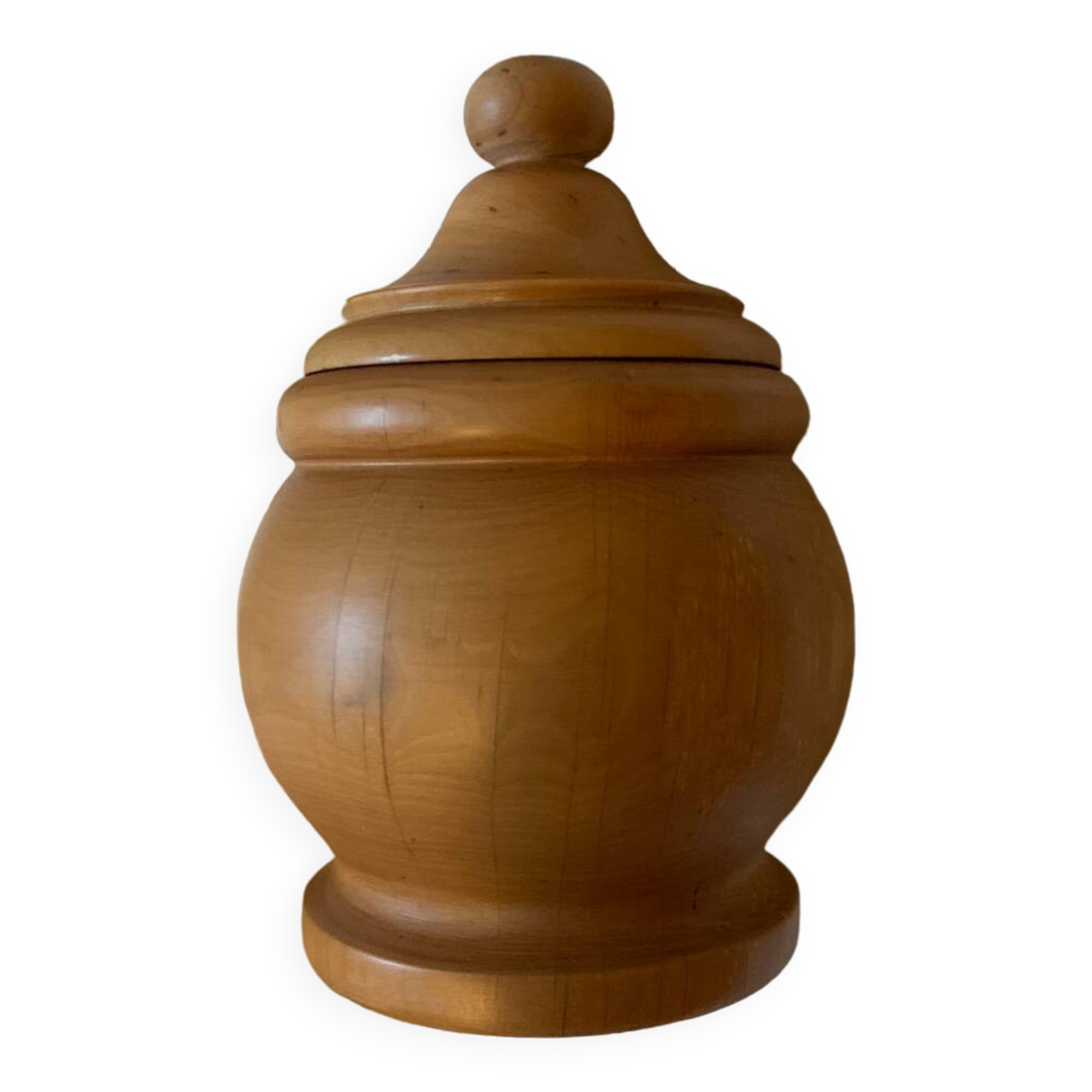 Turned wooden pot with lid