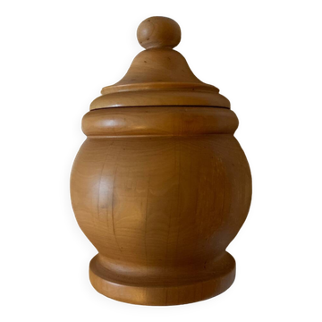 Turned wooden pot with lid