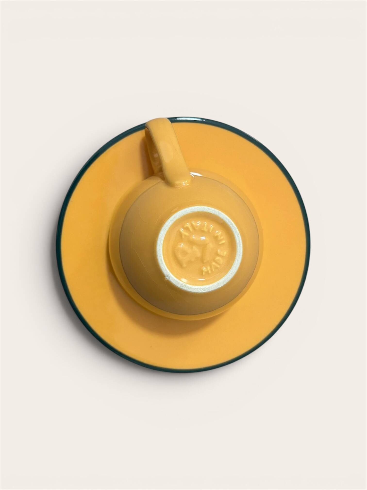 Vintage Pagnossin cup and saucer – Sun yellow on