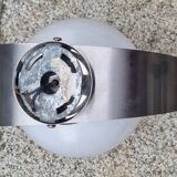 Pair of steel and opaline wall lights, Vittorio Mazzega design, vintage, 70s