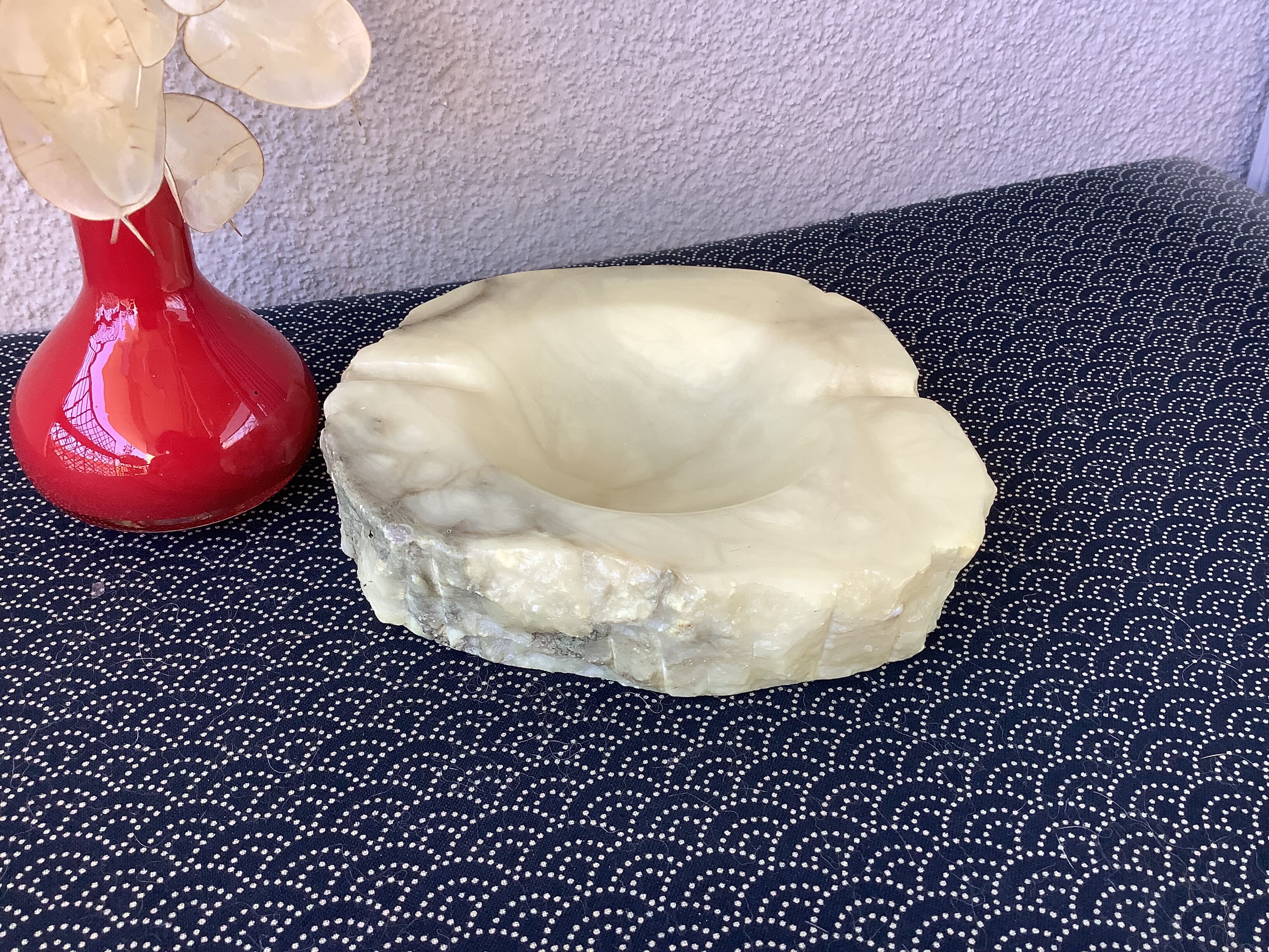Brutalist alabaster ashtray Alabaster Italy - Romano Bianchi