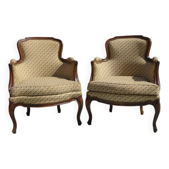 1950s bergère armchairs, set of 2