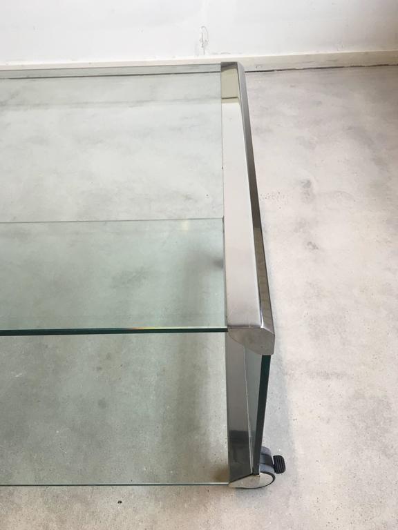 Coffee table in glass and chrome of Pierangelo Galotti for Galotti & Radice 1975