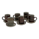 Set of 6 vintage handmade stoneware cups and saucers.