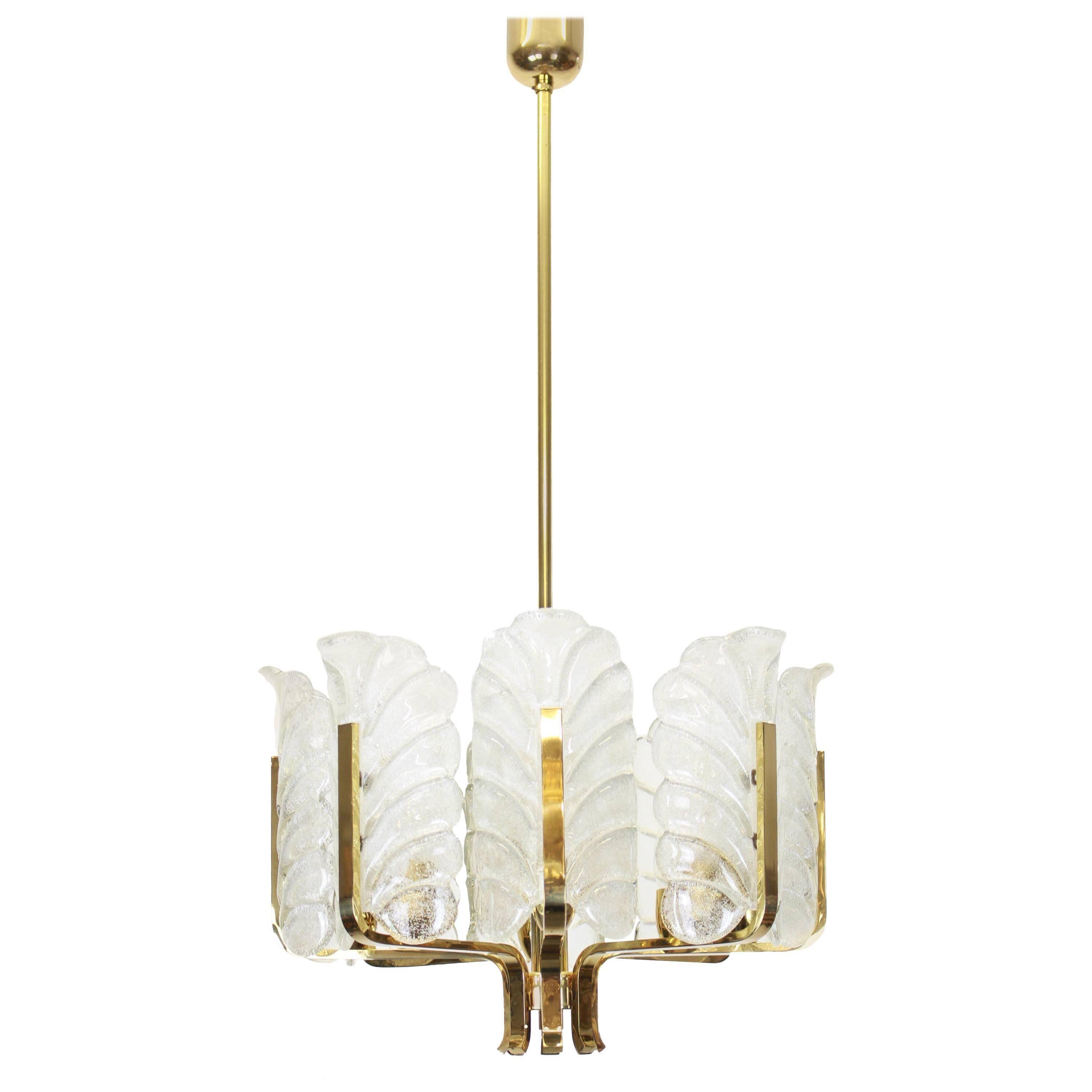 Lamp by Carl Fagerlund for Orrefors, Murano glass leaves, 1960s.