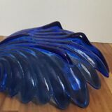 Trinket bowl in blue glass king in the shape of a leaf