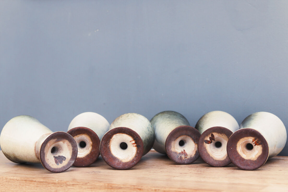 Set of 6 mazagrans in glazed terracotta