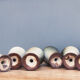 Set of 6 mazagrans in glazed terracotta