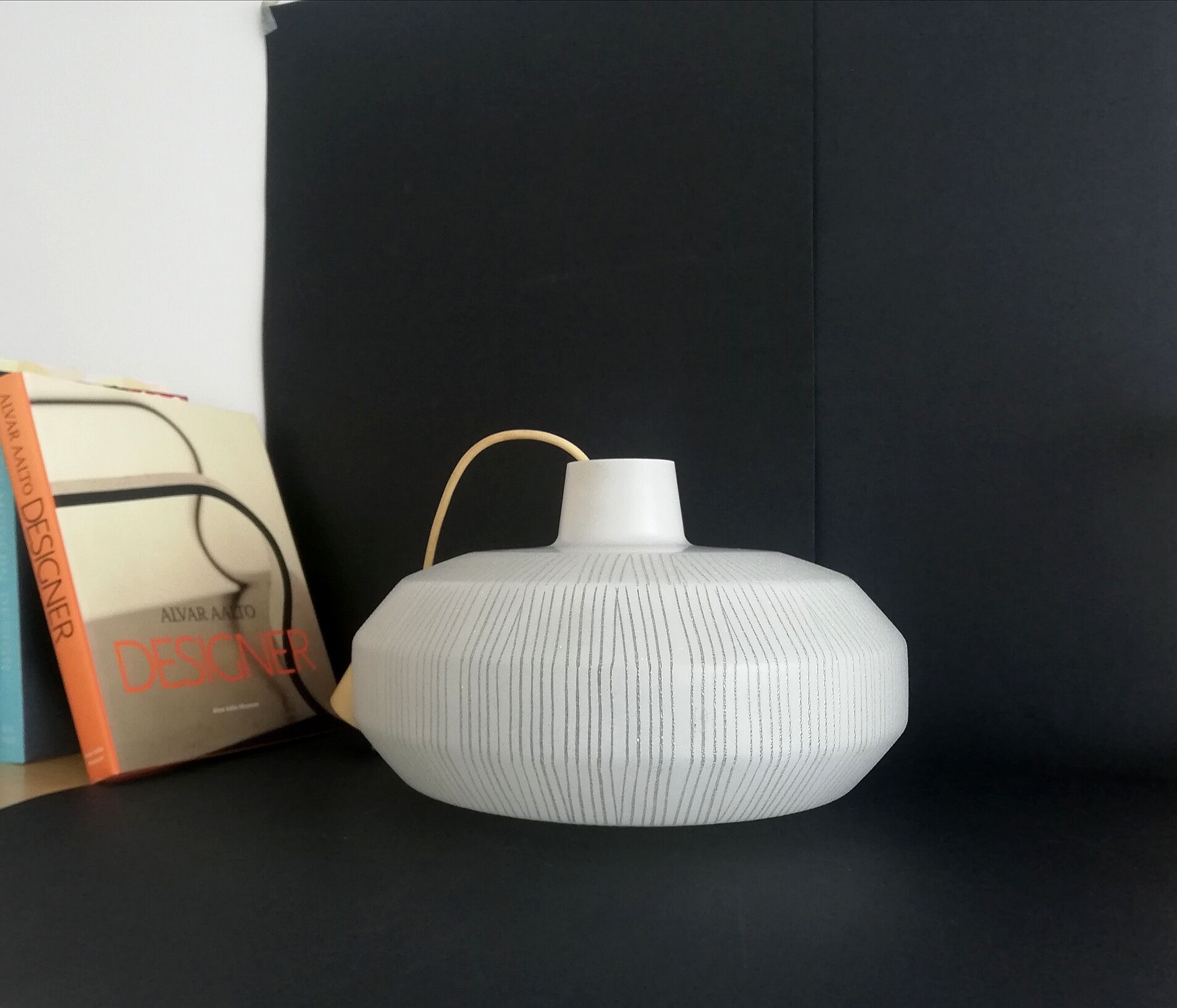 Danish modern mid-century 1950s glass ceiling lamp