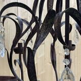 Large pineapple chandelier in blackened metal and tassels