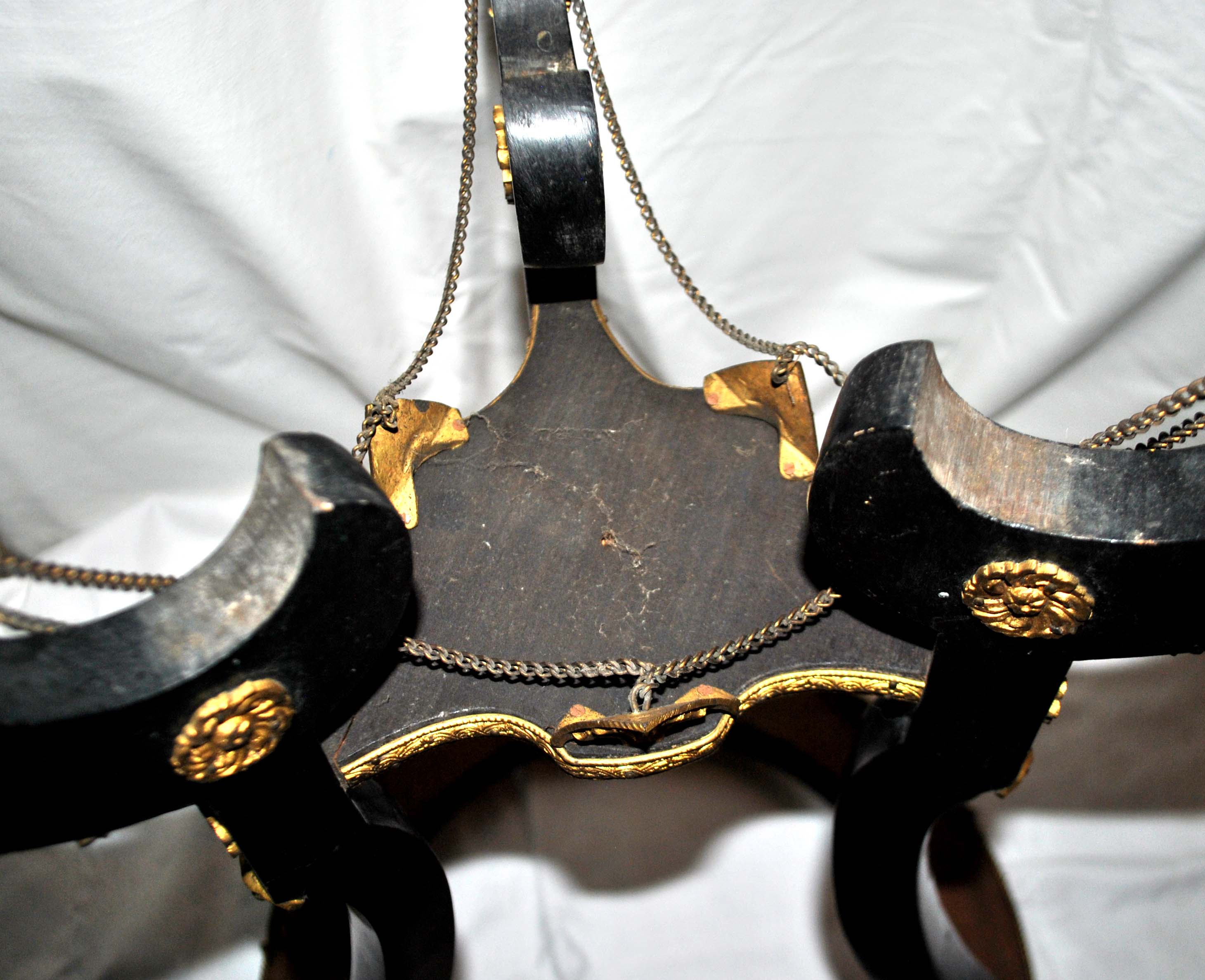 Napoleon III Gueridon Table blackened wood and gilded bronze swan - Mother-of-pearl marquetry top 19th century.