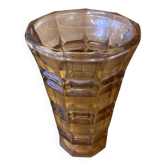 Vintage Art Deco Style Orange Amber Moulded Glass Vase